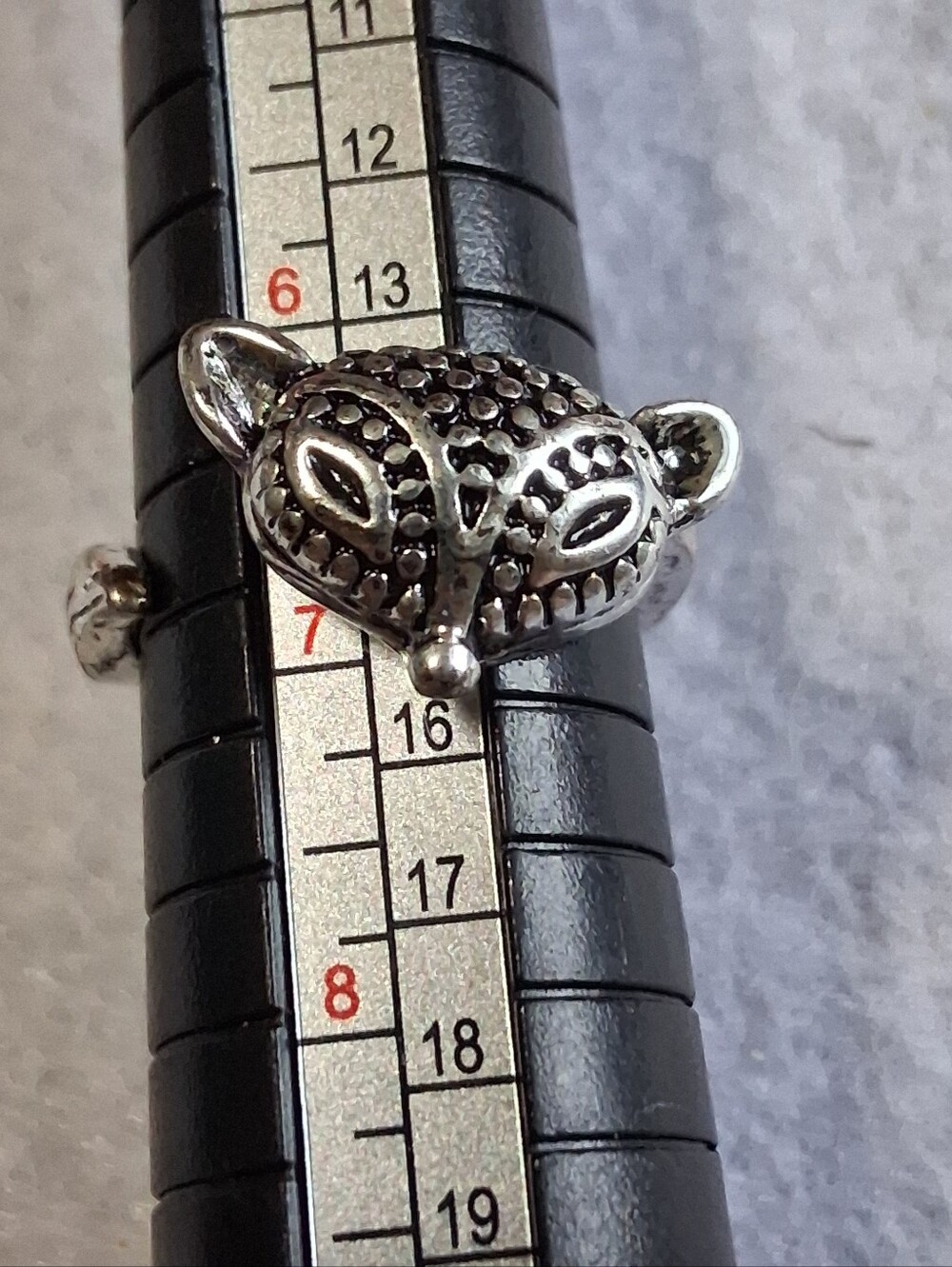 Silver Tone Fox Head Animal Face Band Ring Size 7 No Stone Metal